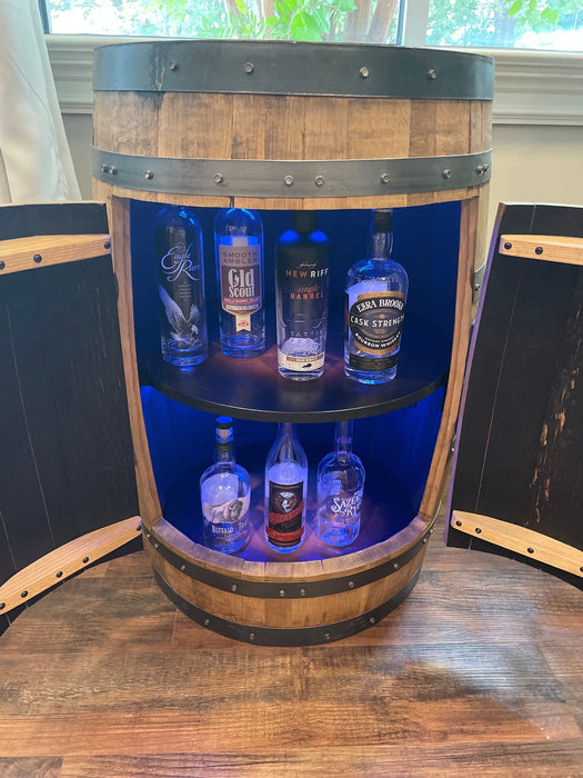 Bourbon Barrel Cabinet with multicolor LED's - engraving available